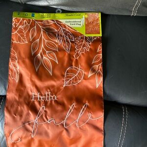 Orange Embroidered Yard Flag